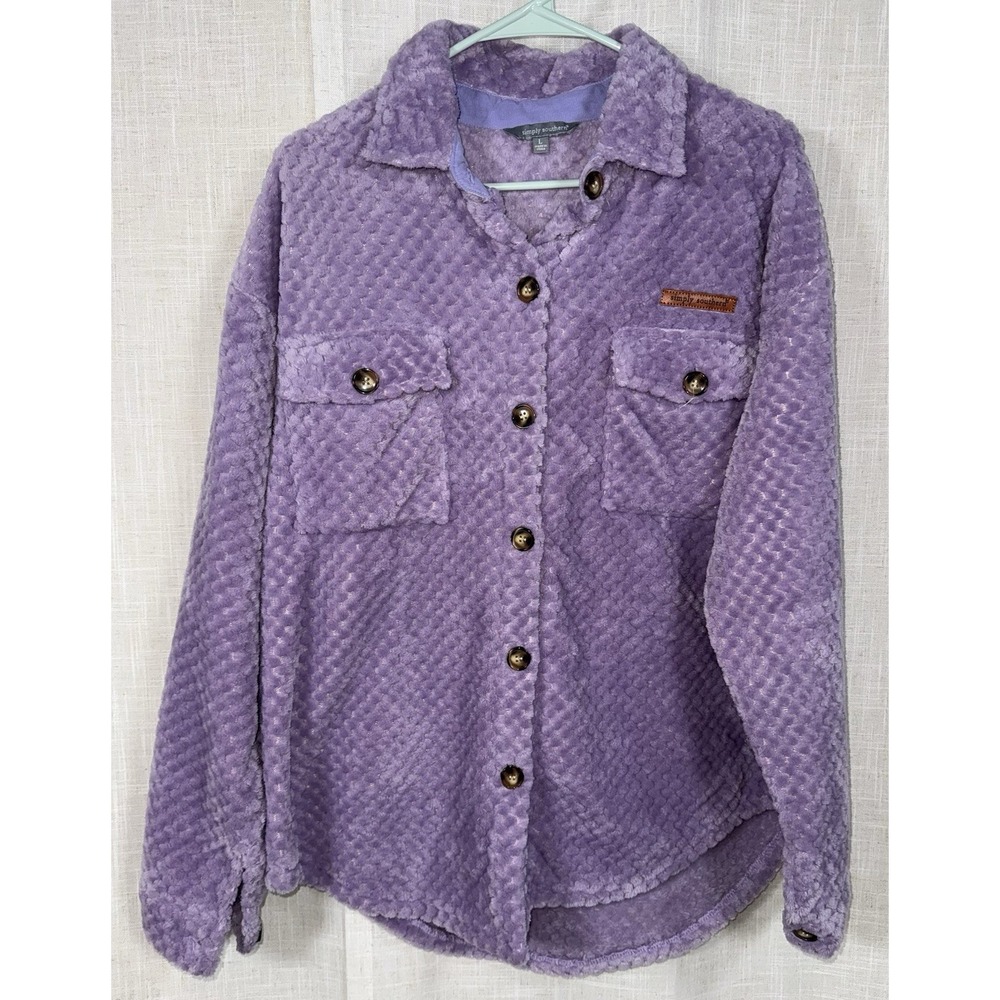 Women's Sz L Large‎ Lilac Purple Simply Southern Fleece Sherpa Shacket Shirt